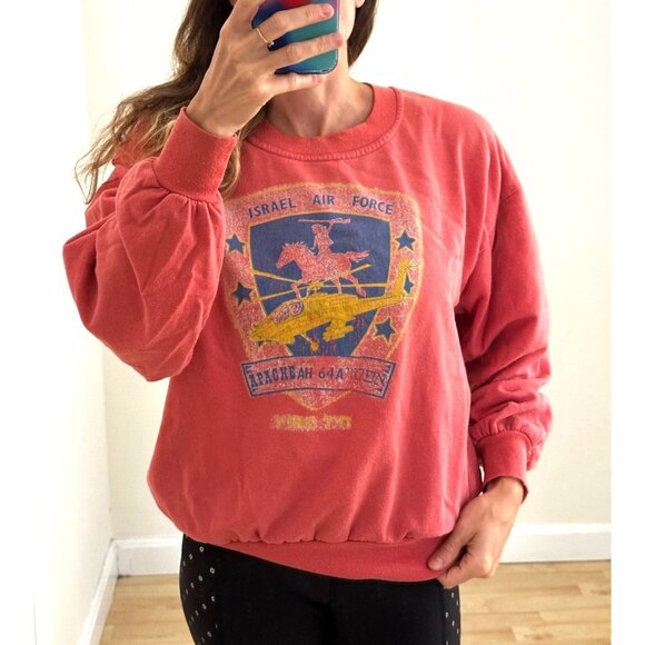 Vintage 80s Israel Air Force Graphic Apache Helicopter Sweatshirt Unisex - Picture 4 of 7